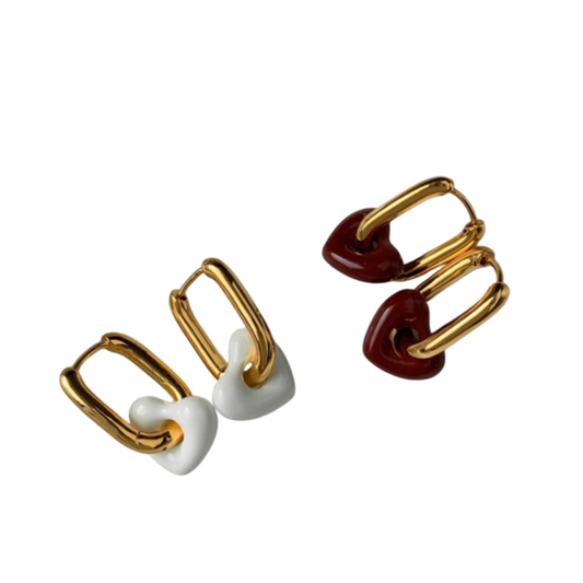 Boucles d'oreilles "My Heart" Blanc Ou Rouge